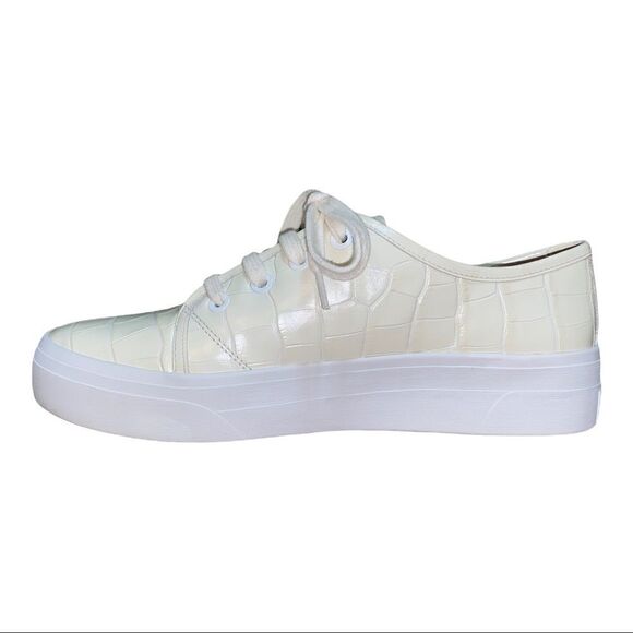 Via Spiga Viola Milk Croc-Embossed Low-Top Sneakers New 7.5M - Picture 3 of 9